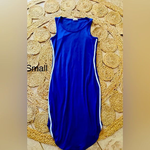 BEBE Blue Dress with white outline Medium - Picture 1 of 1